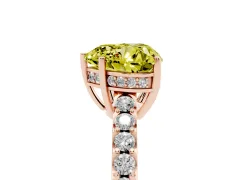 Fancy Yellow Heart Cut Diamond Solitaire Engagement Ring Set in Rose gold with Pavé Band and Prong Setting
