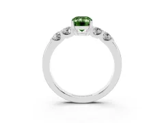 Fancy Green Emerald Cut Diamond Five-Stone Prong Set Engagement Ring Set in White gold with Channel Band
