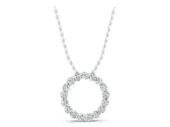 Round Diamond Circle Pendant Set in White gold with Individually Prong-Set Stones