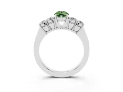 Fancy Green Pear Cut Diamond Five-Stone Prong Set Band Ring Set in Silver with Polished Band