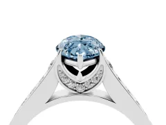 Fancy Blue Marquise Cut Diamond Solitaire Pavé Engagement Ring Set in White gold with Prong Setting