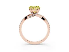 Fancy Yellow Heart Cut Diamond Twist Pavé Solitaire Engagement Ring Set in Rose gold with Prong Setting