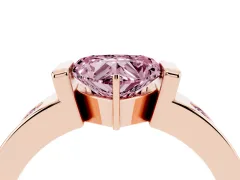 Fancy Pink Heart Cut Diamond Channel-Set Band Ring Set in Rose gold with Bezel Prong Setting