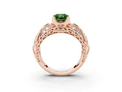 Fancy Green Radiant Cut Diamond Art Deco Ring Set in Rose gold with Pavé Split Shank