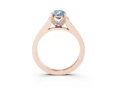 Fancy Blue Pear Cut Diamond Solitaire Pavé Engagement Ring Set in Rose gold with Prong Setting