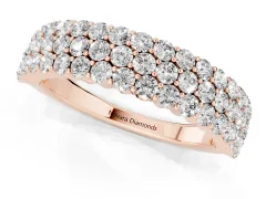 Round Diamond Checkerboard Pavé Promise Ring Set in Rose gold with Round Pavé Accents