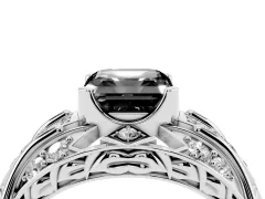 Fancy Black Asscher Cut Diamond Art Deco Ring Set in Silver with Pavé Split Shank