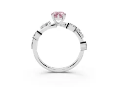 Fancy Pink Pear Cut Diamond Solitaire Ring Set in White gold with Twisted Marquise Accent Band