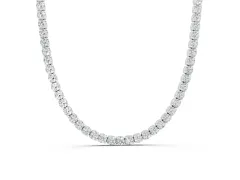 Round Diamond Tennis Necklace Set in Silver with Four-Prong Setting