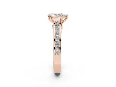 Pear Cut Diamond Channel Set Solitaire Engagement Ring Set in Rose gold with Prong Setting