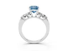 Fancy Blue Princess Cut Diamond Five-Stone Prong Set Ring Set in Silver with Classic Band