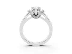 Radiant Cut Diamond Pavé Band Solitaire Ring Set in Platinum with Prong Setting
