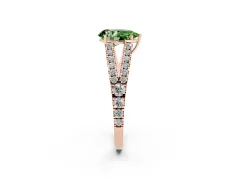 Fancy Green Pear Cut Diamond Split Shank Pavé Engagement Ring Set in Rose gold with Prong-Held Center Stone