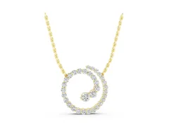 Round Diamond Spiral Pendant Set in Yellow gold with Prong-Set Stones