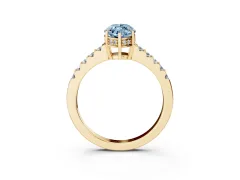 Fancy Blue Marquise Cut Diamond Solitaire Engagement Ring Set in Yellow gold with Pavé Band and Prong Setting