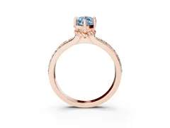 Fancy Blue Marquise Cut Diamond Solitaire Ring Set in Rose gold with Channel Set Band and Prong Setting