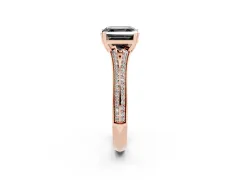 Fancy Black Asscher Cut Diamond Split Shank Pavé Engagement Ring Set in Rose gold with Prong-Set Center Stone