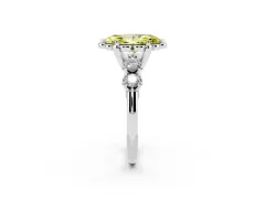 Fancy Yellow Marquise Cut Diamond Floral Halo Ring Set in Platinum with Shared Prong Band