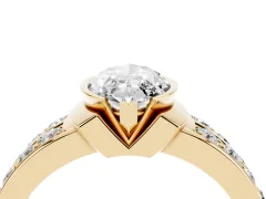Marquise Cut Diamond Wide Channel Set Band Ring Set in Yellow gold with Bezel Setting