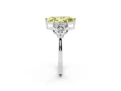 Fancy Yellow Marquise Cut Diamond Solitaire Ring Set in Platinum with Cluster Accents on Each Side