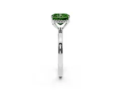 Fancy Green Radiant Cut Diamond Solitaire Ring Set in Platinum with Plain Band and Prong Setting