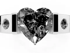 Fancy Black Heart Cut Diamond Channel-Set Band Ring Set in White gold with Bezel Prong Setting