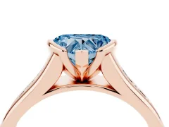 Fancy Blue Heart Cut Diamond Bezel-Set Solitaire Ring Set in Rose gold with Channel-Set Band