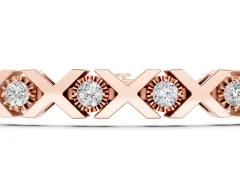 Round Diamond XO Tennis Bracelet Set in Rose gold with Channel Setting and X Prongs