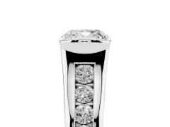 Cushion Cut Diamond Bezel-Set Solitaire Ring Set in White gold with Channel-Set Band