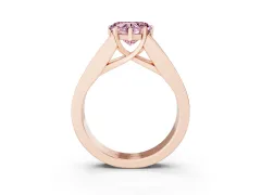 Fancy Pink Heart Cut Diamond Solitaire Ring Set in Rose gold with Channel-Set Accent Stones and Prong Setting