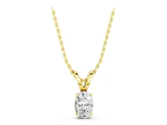 Oval Solitaire Diamond Pendant Set in Yellow gold with Prong Setting