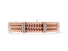 Round Diamond Pavé Triple Rope Bracelet Set in Rose gold with Box Clasp