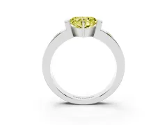 Fancy Yellow Heart Cut Diamond Channel-Set Band Ring Set in White gold with Bezel Prong Setting