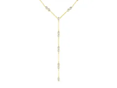 Pear Diamond Lariat Necklace Set in Yellow gold with Station Accents