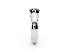 Fancy Blue Round Cut Diamond Bezel Solitaire Ring Set in Platinum with Wide Band
