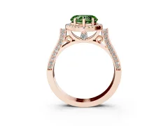 Fancy Green Heart Cut Diamond Halo Ring Set in Rose gold with Twist Band and Pavé Accents