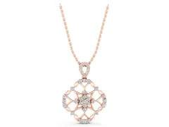 Round Diamond Halo Pendant Set in Rose gold with Pavé Openwork