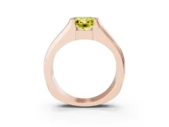 Fancy Yellow Radiant Cut Diamond Bezel Solitaire Ring Set in Rose gold with Wide Band