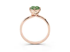 Fancy Green Oval Cut Diamond Solitaire Engagement Ring Set in Rose gold with Classic Plain Band