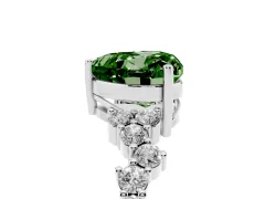 Fancy Green Heart Cut Diamond Ring Set in Silver with Scattered Round Accents