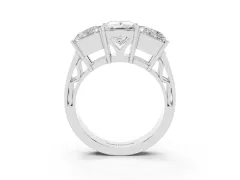Princess Cut Diamond Three-Stone Ring Set in Silver with Textured Band