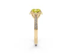 Fancy Yellow Cushion Cut Diamond Halo Ring Set in Yellow gold with Channel Set Band and Prong Setting