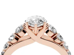 Marquise Cut Diamond Solitaire Ring Set in Rose gold with Pavé-Set Band and Prong Setting
