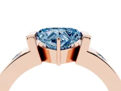 Fancy Blue Heart Cut Diamond Channel-Set Band Ring Set in Rose gold with Bezel Prong Setting