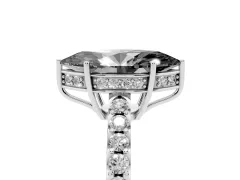 Fancy Black Marquise Cut Diamond Solitaire Engagement Ring Set in Silver with Pavé Band and Prong Setting