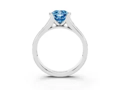 Fancy Blue Cushion Cut Diamond Bezel-Set Solitaire Ring Set in Platinum with Channel-Set Band