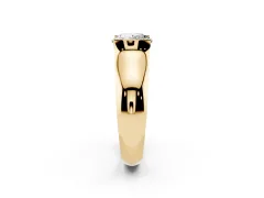 Round Cut Diamond Bezel Solitaire Ring Set in Yellow gold with Wide Band