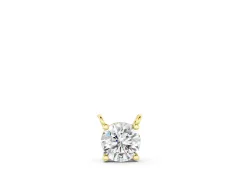 Round Solitaire Pendant Set in Yellow gold with Four-Prong Basket Setting
