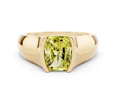 Fancy Yellow Radiant Cut Diamond Bezel Solitaire Ring Set in Yellow gold with Wide Band