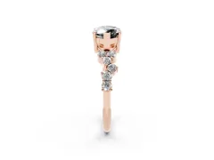 Fancy Black Marquise Cut Diamond Ring Set in Rose gold with Scattered Round Accents